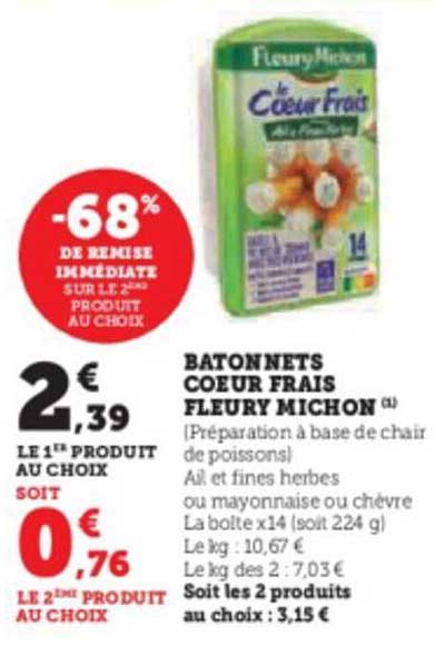 bâtonnets cœur frais fleury michon