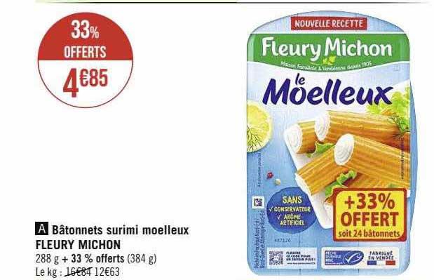 bâtonnets surimi moelleux fleury michon