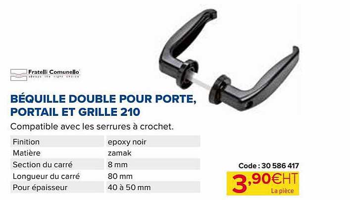 béquille double pour porte, portail et grille 210