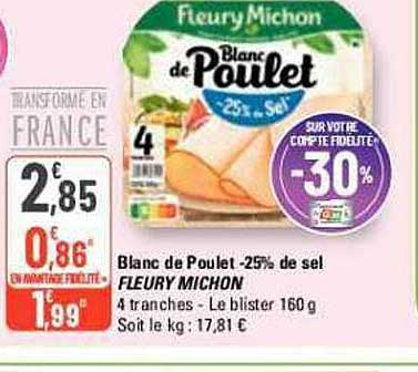 blanc de poulet -25% de sel fleury michon