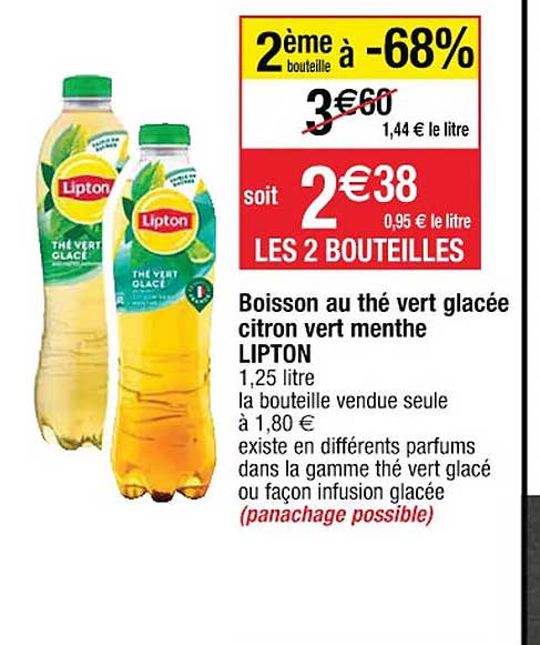 Boisson Au Thé Vert Glacée Citron Vert Menthe Lipton