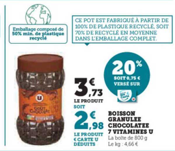boisson granulée chocolatée 7 vitamines u