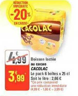 boisson lactée au cacao cacolac