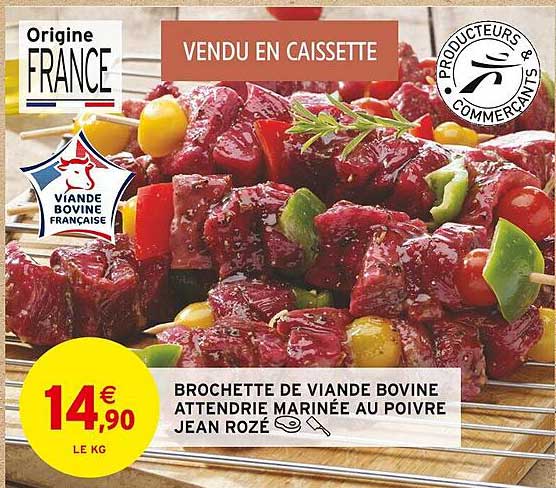 Brochette De Viande Bovine Attendrie Marinée Au Poivre Jean Rozé