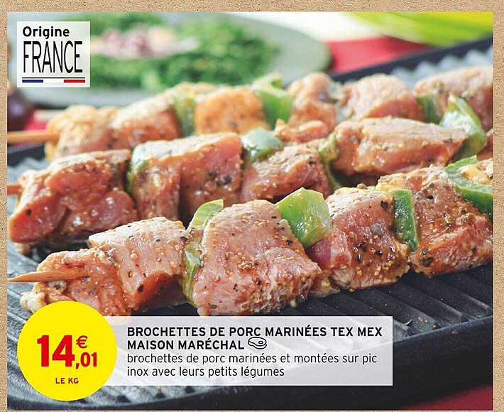 brochettes de porc marinées tex mex maison maréchal