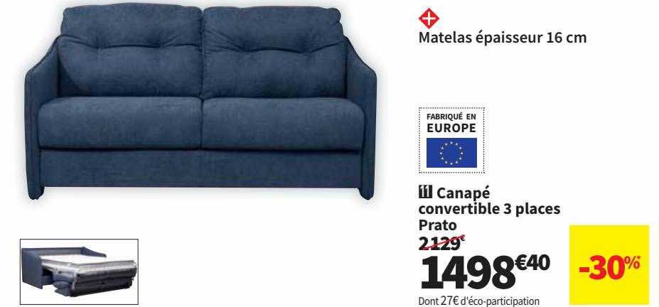 Canapé Convertible 3 Places Prato