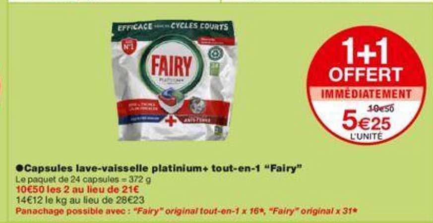 capsules lave-vaisselle platinium+ tout-en-1 "fairy"