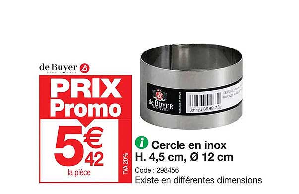 cercle en inox h. 4,5 cm, ø12 cm