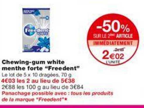chewing-gum white menthe forte "freedent"