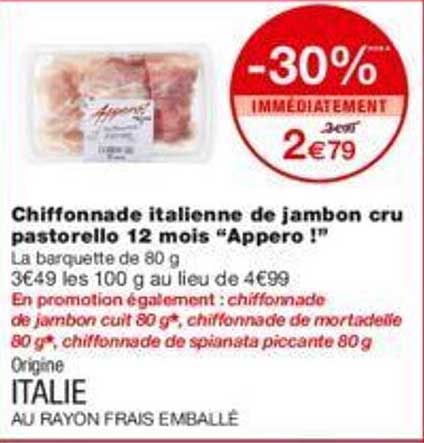 Chiffonnade Italienne De Jambon Cru Pastorello 12 Mois "appero !"