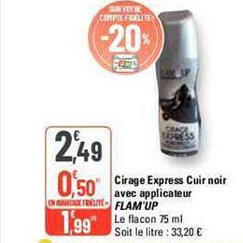 cirage express cuir noir avec applicateur flam'up
