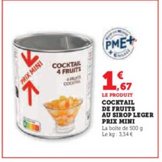 cocktail de fruits au sirop léger prix mini