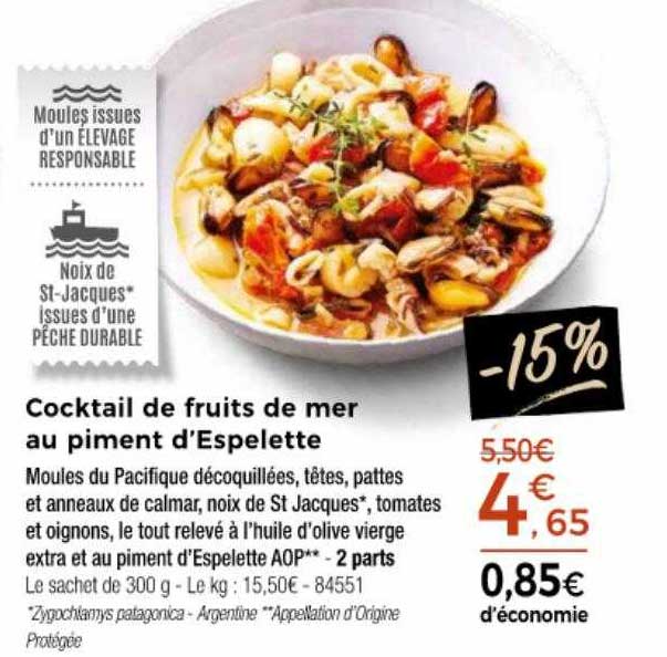 cocktail de fruits de mer au piment d'espelette