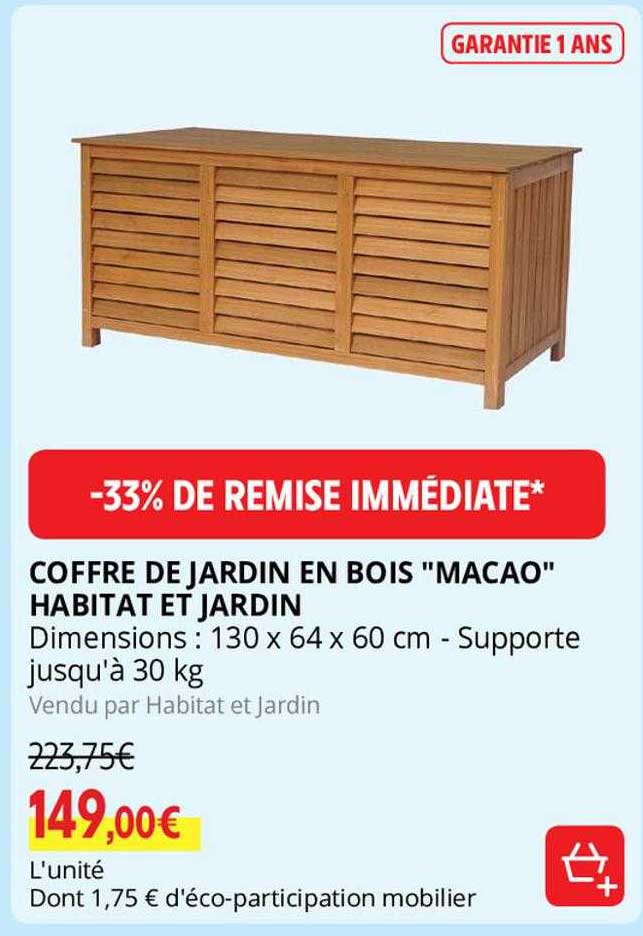 coffre de jardin en bois "macao" habitat et jardin