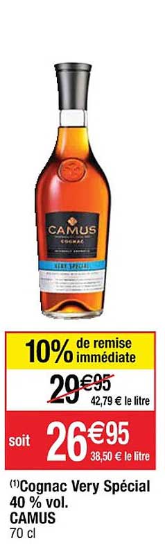 cognac very spécial 40% vol. camus 10% de remise immédiate