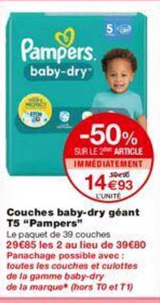 couches baby-dry géant t5 "pampers"