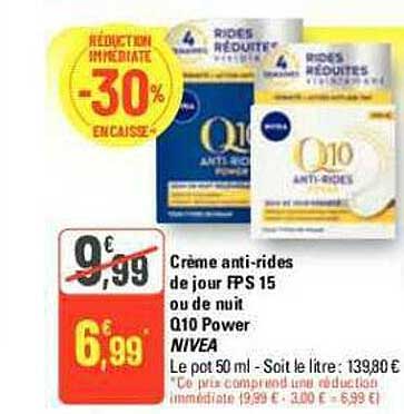 crème anti-rides de jour fps 15 ou de nuit q10 power nivea