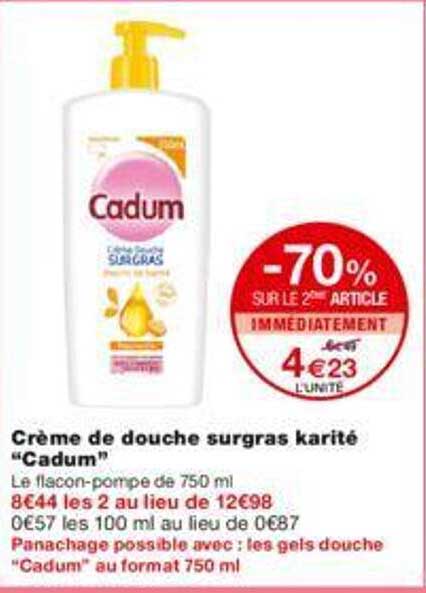 crème de douche surgras karité "cadum"