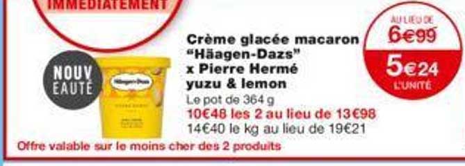 crème glacée macaron "häagen-dazs" x pierre hermé yuzu & lemon