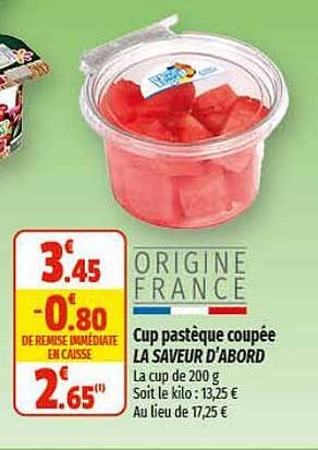cup pastèque coupée la saveur d'abord