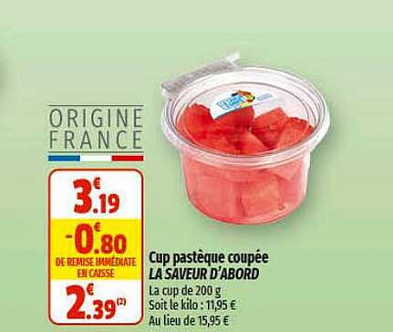 cup pastèque coupée la saveur d'abord