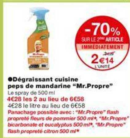dégraissant cuisine peps de mandarine "mr propre"