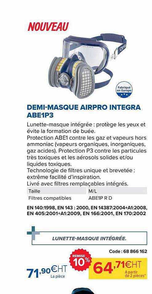 demi-masque airpro integral abe1p3