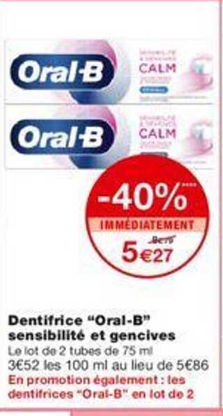 dentifrice "oral-b" sensibilité et gencives