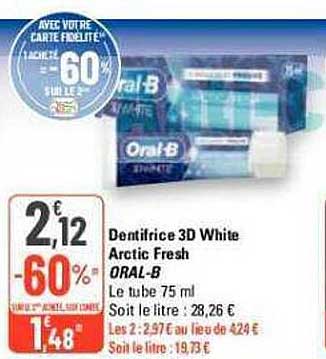 dentifrice 3d white arctic fresh oral-b