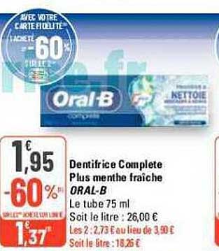 dentifrice complète plus menthe fraîche oral-b