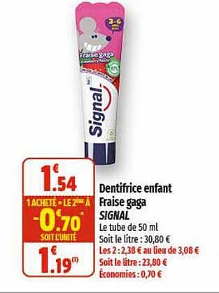 dentifrice enfant fraise gaga signal