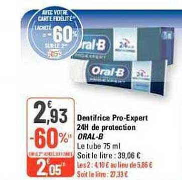 dentifrice pro-expert 24h de protection oral-b