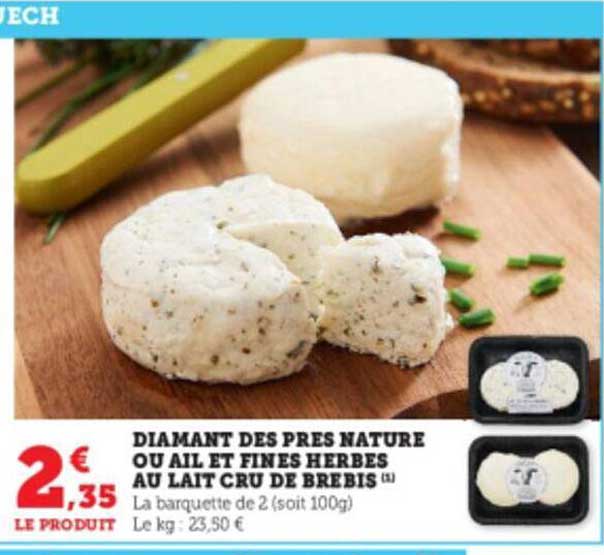 diamant des prés nature ou ail et fines herbes au lait cru de brebis