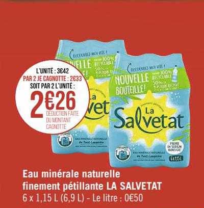 eau minérale naturelle finement pétillante la salvetat