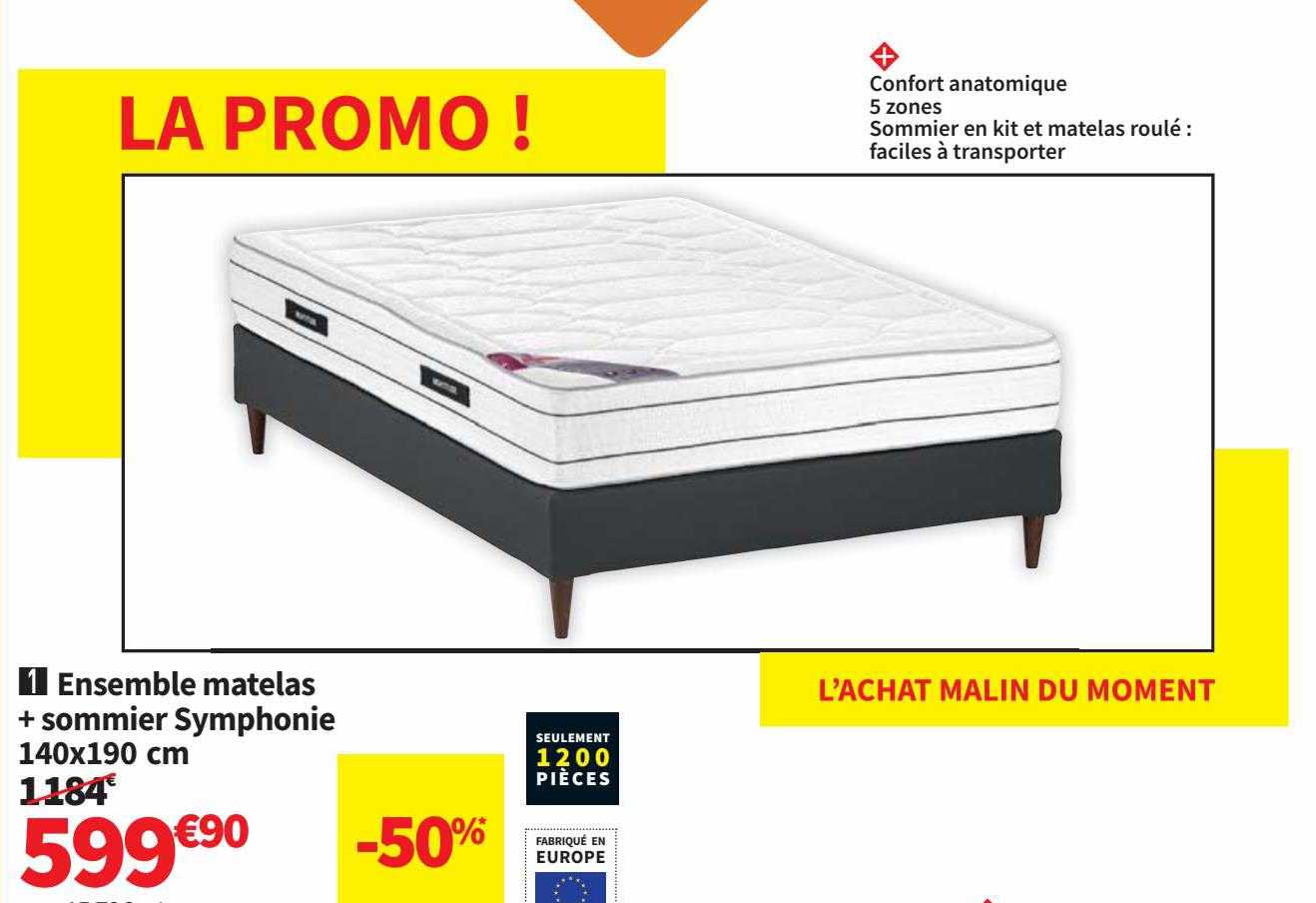 ensemble matelas + sommier symphonie 140x190 cm