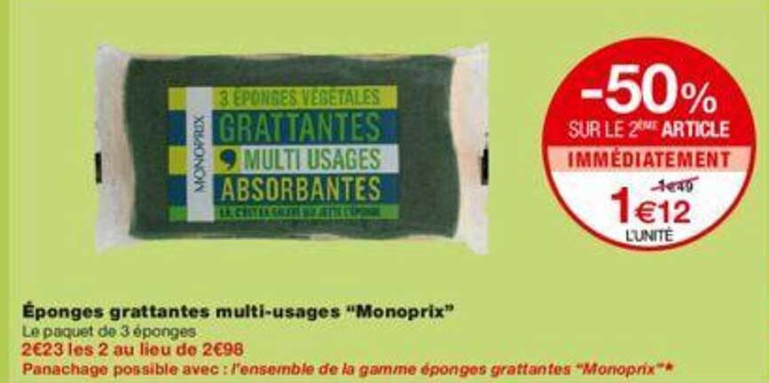 éponges grattantes multi-usages "monoprix"