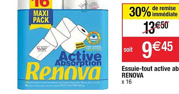 essuie-tout active ab renova 30% de remise immédiate