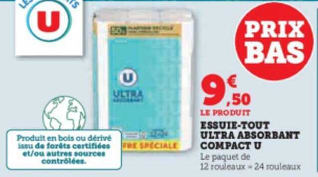 Essuie-tout Ultra Absorbant Compact U