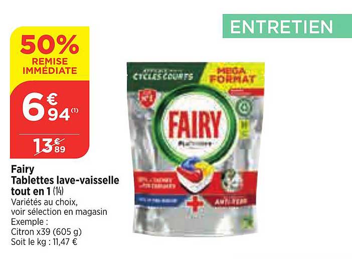 fairy tablettes lave-vaisselle tout en 1