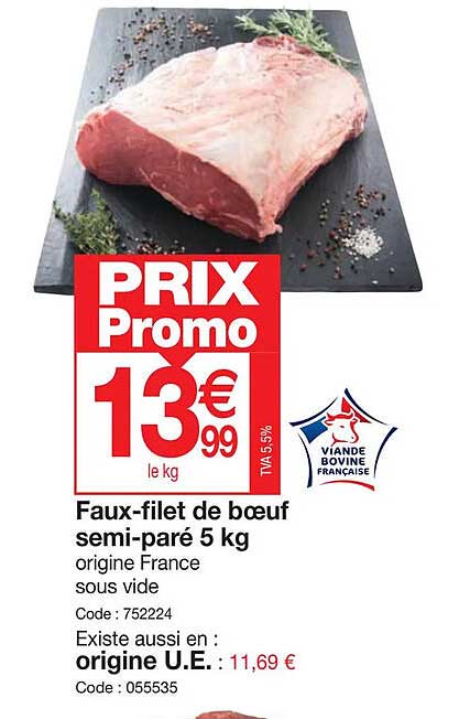 faux-filet de bœuf semi-paré 5 kg