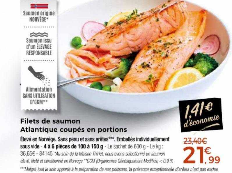 Filets De Saumon Atlantique Coupés En Portions