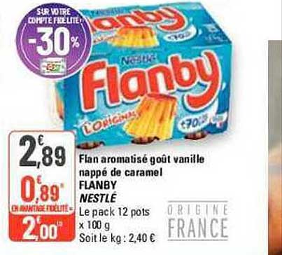 Flan Aromatisé Goût Vanille Nappé De Caramel Flanby Nestlé