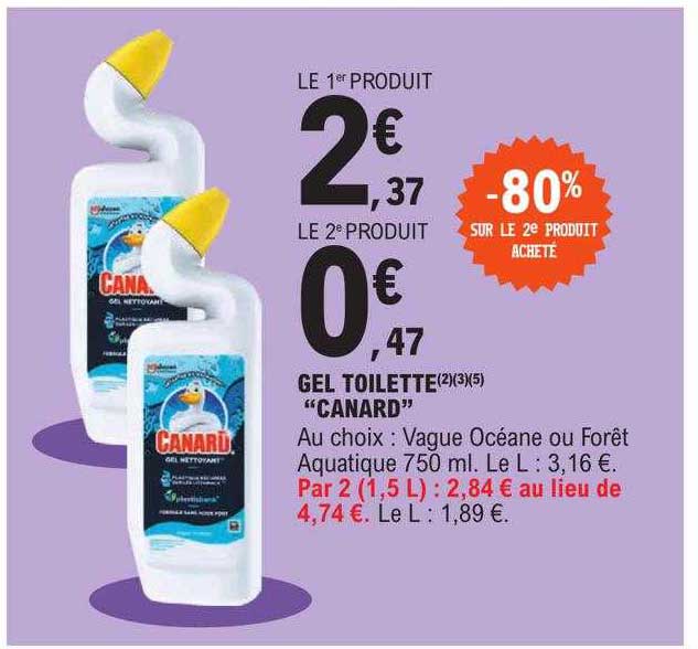 Gel Toilette "canard" -80% Sur Le 2e Produit Acheté
