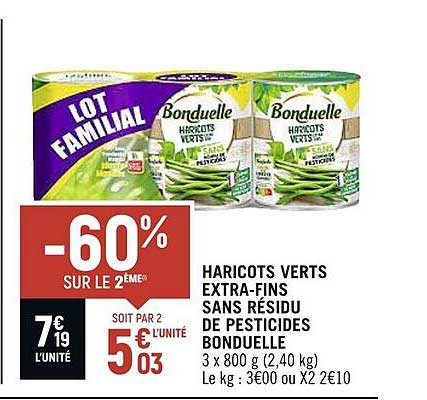 haricots verts extra-fins sans résidu de pesticides bonduelle