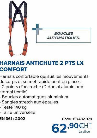 harnais antichute 2 pts lx comfort