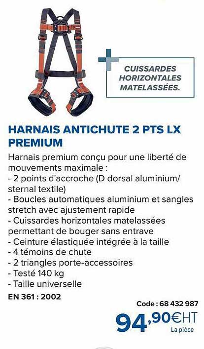 harnais antichute 2 pts lx premium