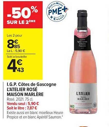 i.g.p. côtes de gascogne l'atelier rosé maison marlère