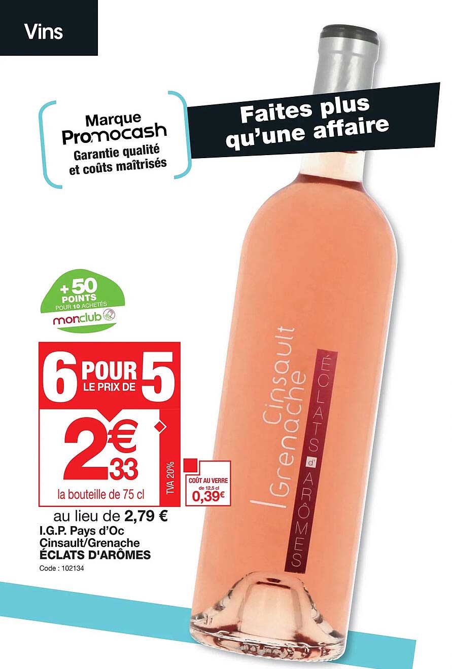 i.g.p. pays d'oc cinsault-grenache éclats d'arômes