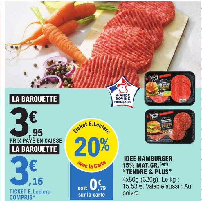 idée hamburger 15% mat gr "tendre & plus"