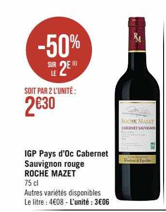 igp pays d'oc cabernet sauvignon rouge roche mazet
